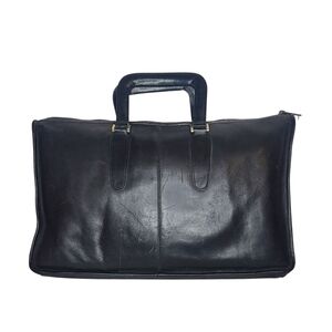 I.magnin Classic Black Leather Men's Briefcase Tote